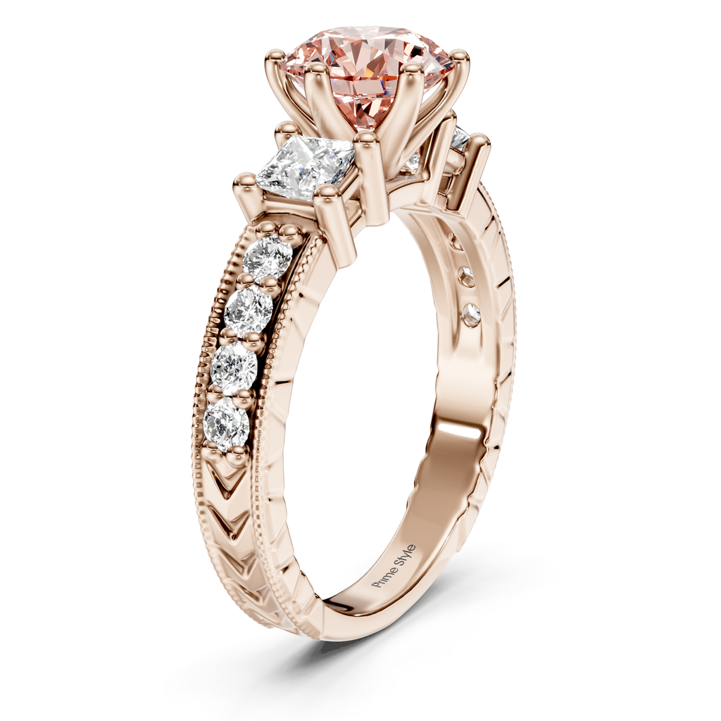 1.70-4.70 CT Princess & Round Cut Fancy Pink Diamonds - Engagement Ring