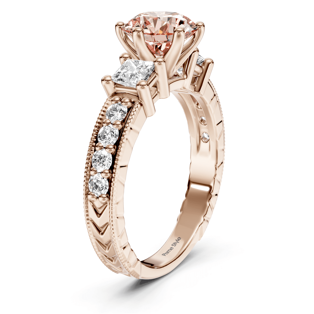 1.70-4.70 CT Princess & Round Cut Fancy Pink Diamonds - Engagement Ring