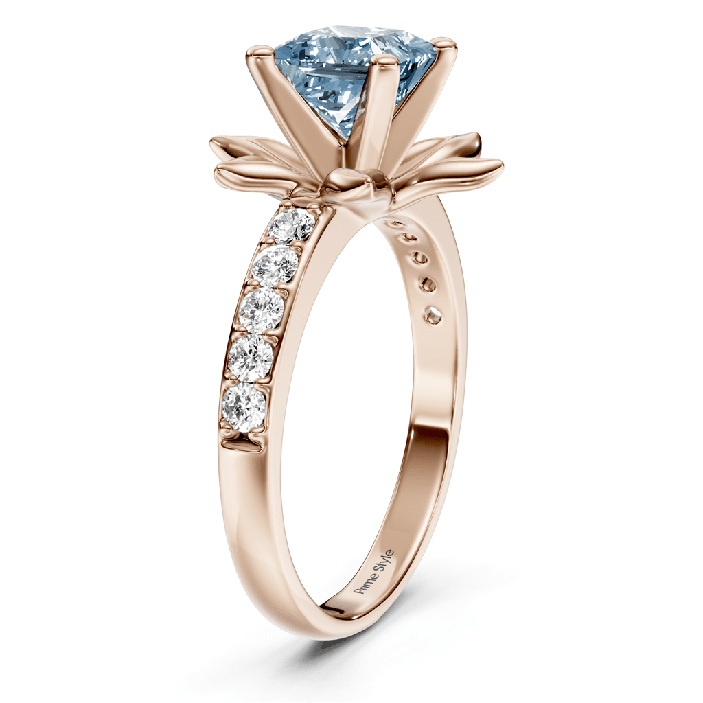 1.25 - 4.25 CT Princess & Round Cut Fancy Blue Diamonds - Engagement Ring - Primestyle.com