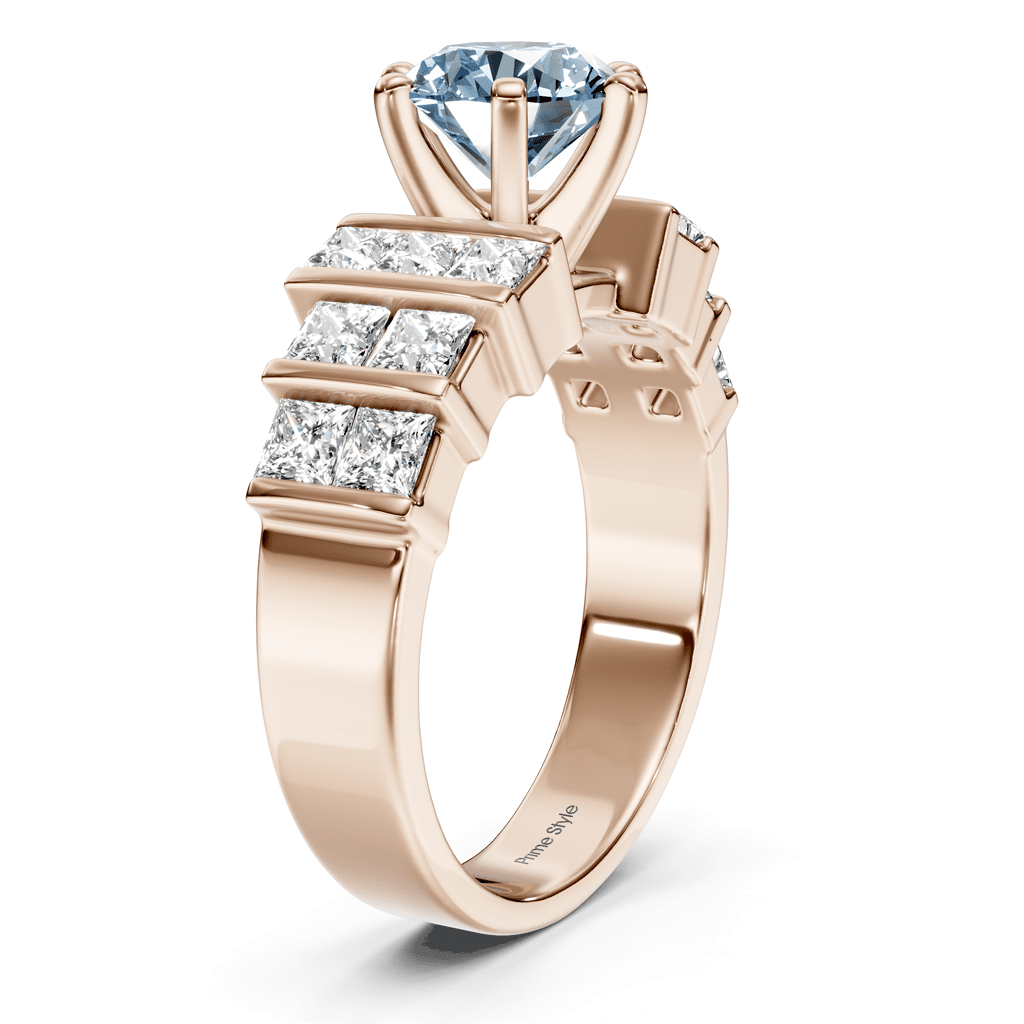 2.20 - 5.20 CT Princess & Round Cut Fancy Blue Diamonds - Engagement Ring - Primestyle.com