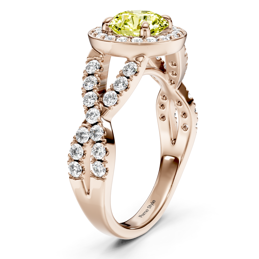 1.65-4.65 CT Round Cut Fancy Yellow Diamonds - Engagement Ring