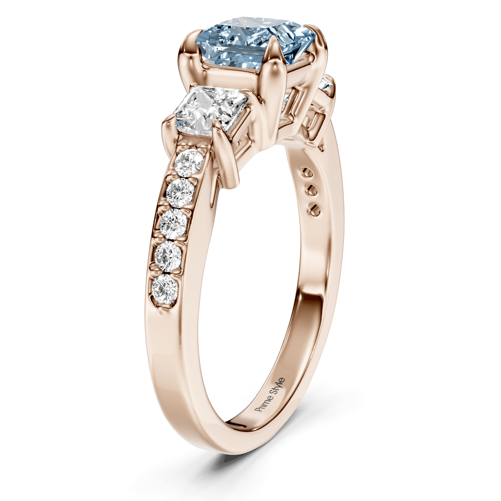 1.85-4.85 CT Princess & Round Cut Fancy Blue Diamonds - Engagement Ring