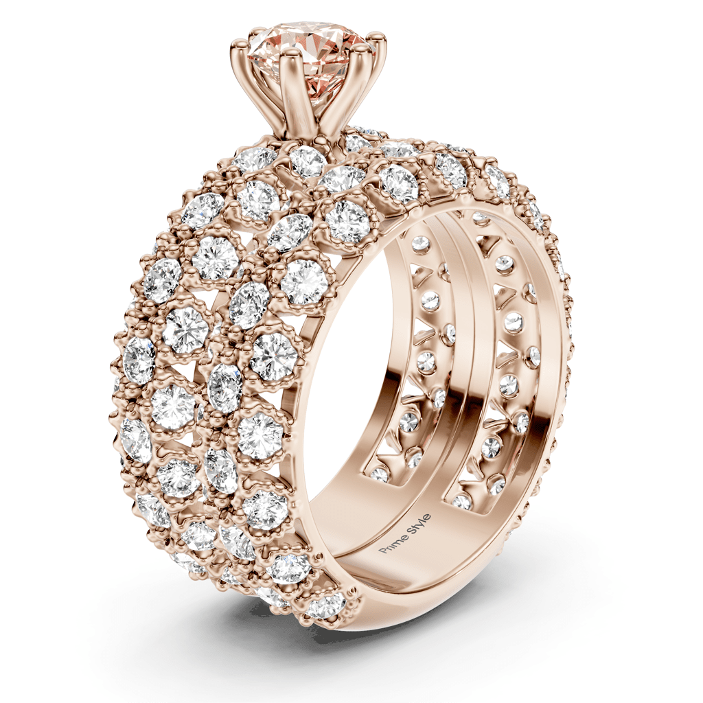 4.00-7.00 CT Round Cut Fancy Pink Diamonds - Bridal Set