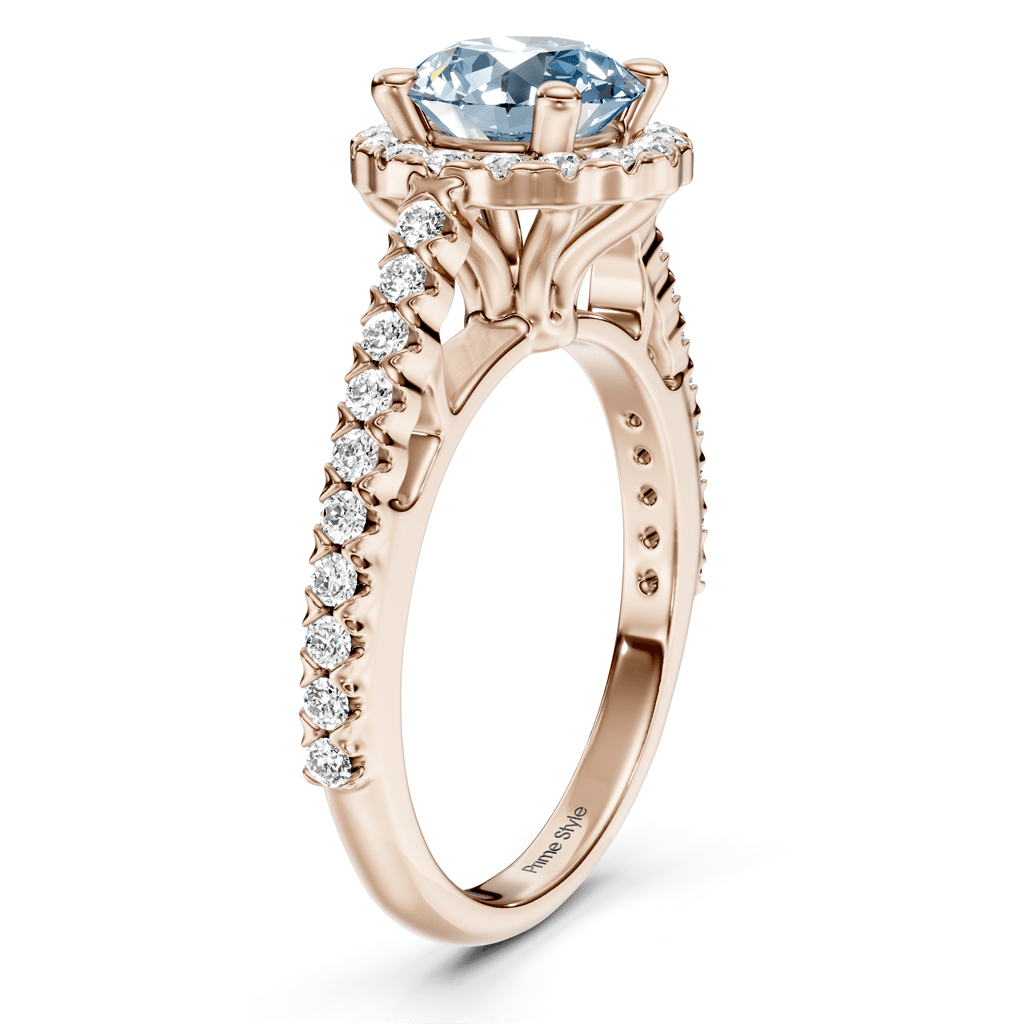 1.35 - 4.35 CT Round Cut Fancy Blue Diamonds - Engagement Ring - Primestyle.com
