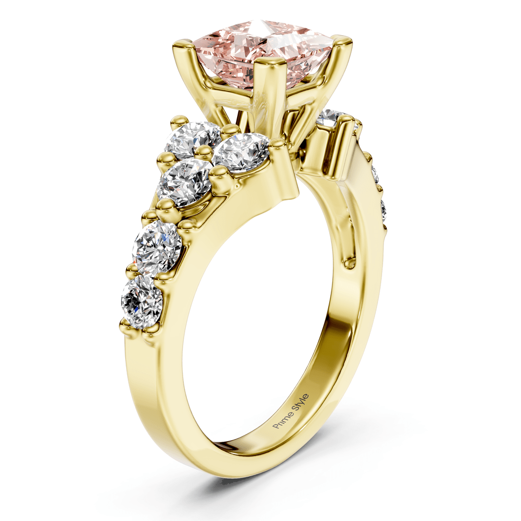 2.40-5.40 CT Princess & Round Cut Fancy Pink Diamonds - Engagement Ring