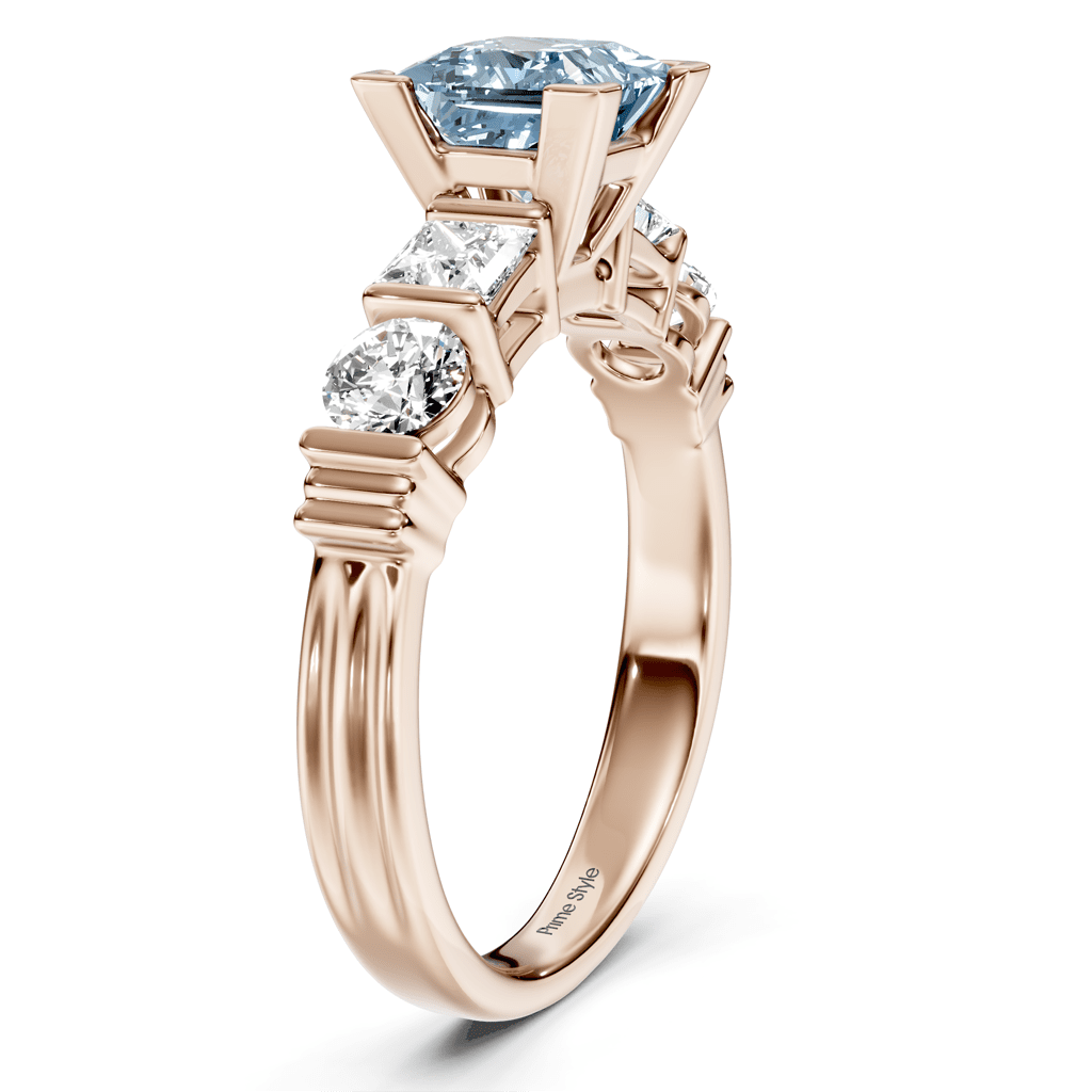 1.70 - 4.70 CT Princess & Round Cut Fancy Blue Diamonds - Engagement Ring - Primestyle.com