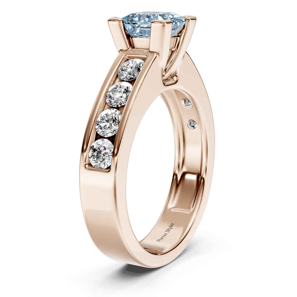 1.80-4.80 CT Princess & Round Cut Fancy Blue Diamonds - Engagement Ring