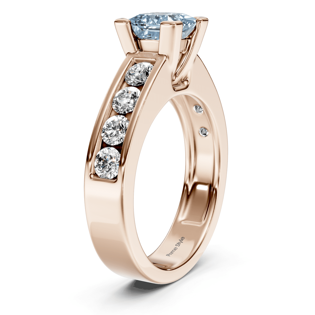 1.80 - 4.80 CT Princess & Round Cut Fancy Blue Diamonds - Engagement Ring - Primestyle.com