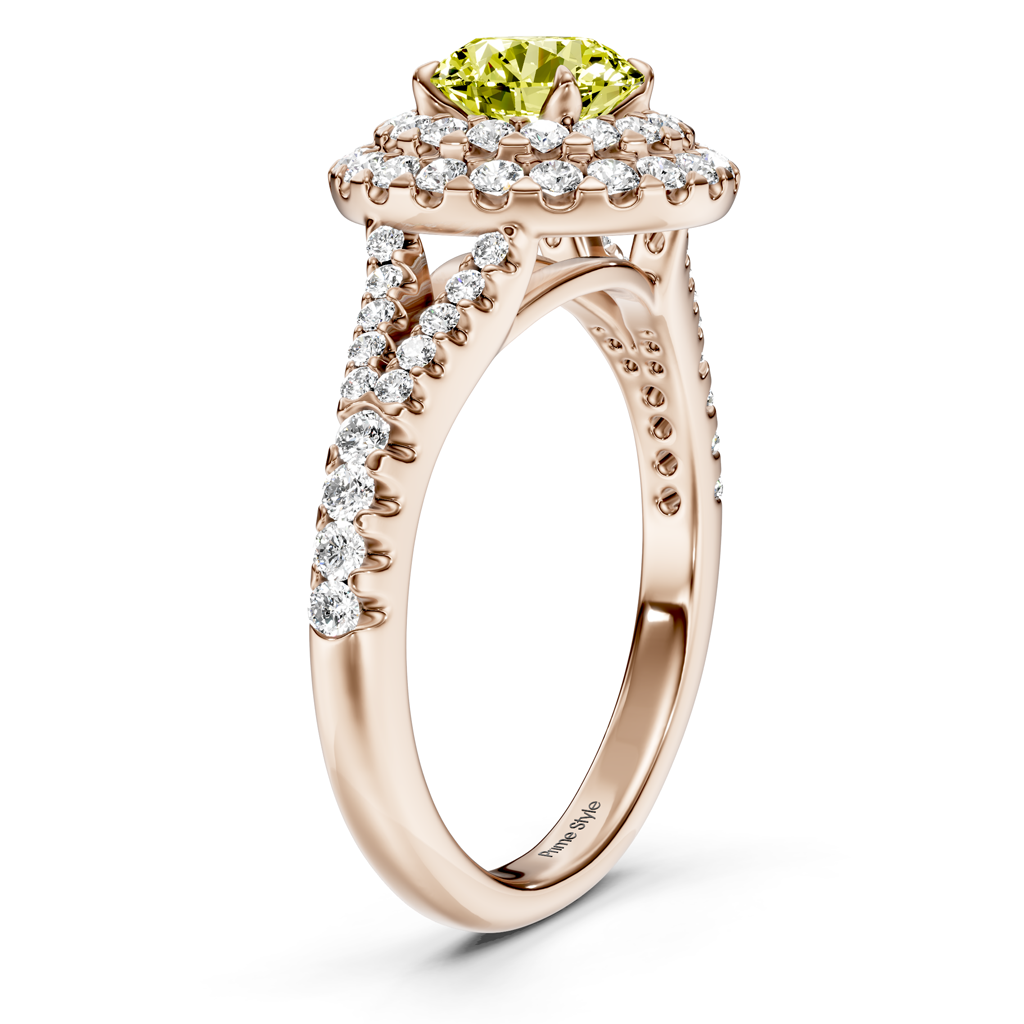 1.49-4.49 CT Round Cut Fancy Yellow Diamonds - Engagement Ring