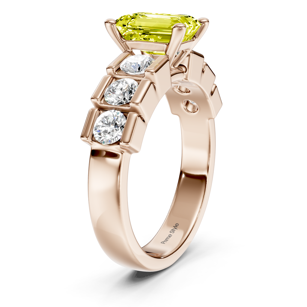 1.85-4.85 CT Princess & Round Cut Fancy Yellow Diamonds - Engagement Ring