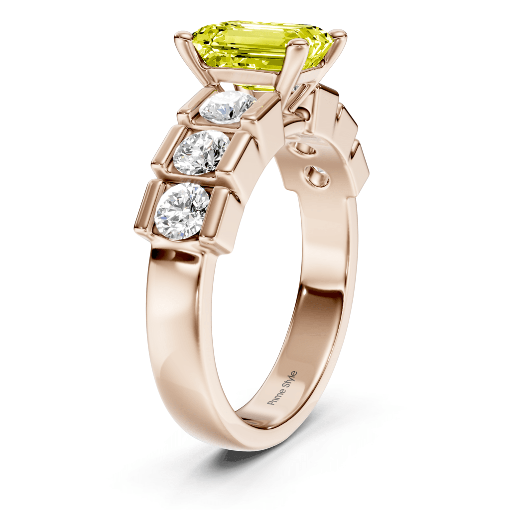 1.85 - 4.85 CT Princess & Round Cut Fancy Yellow Diamonds - Engagement Ring - Primestyle.com