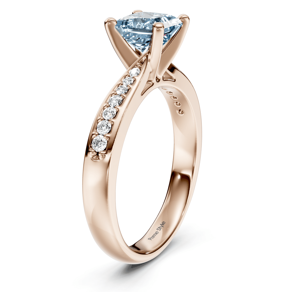 1.15 - 4.15 CT Princess & Round Cut Fancy Blue Diamonds - Engagement Ring - Primestyle.com