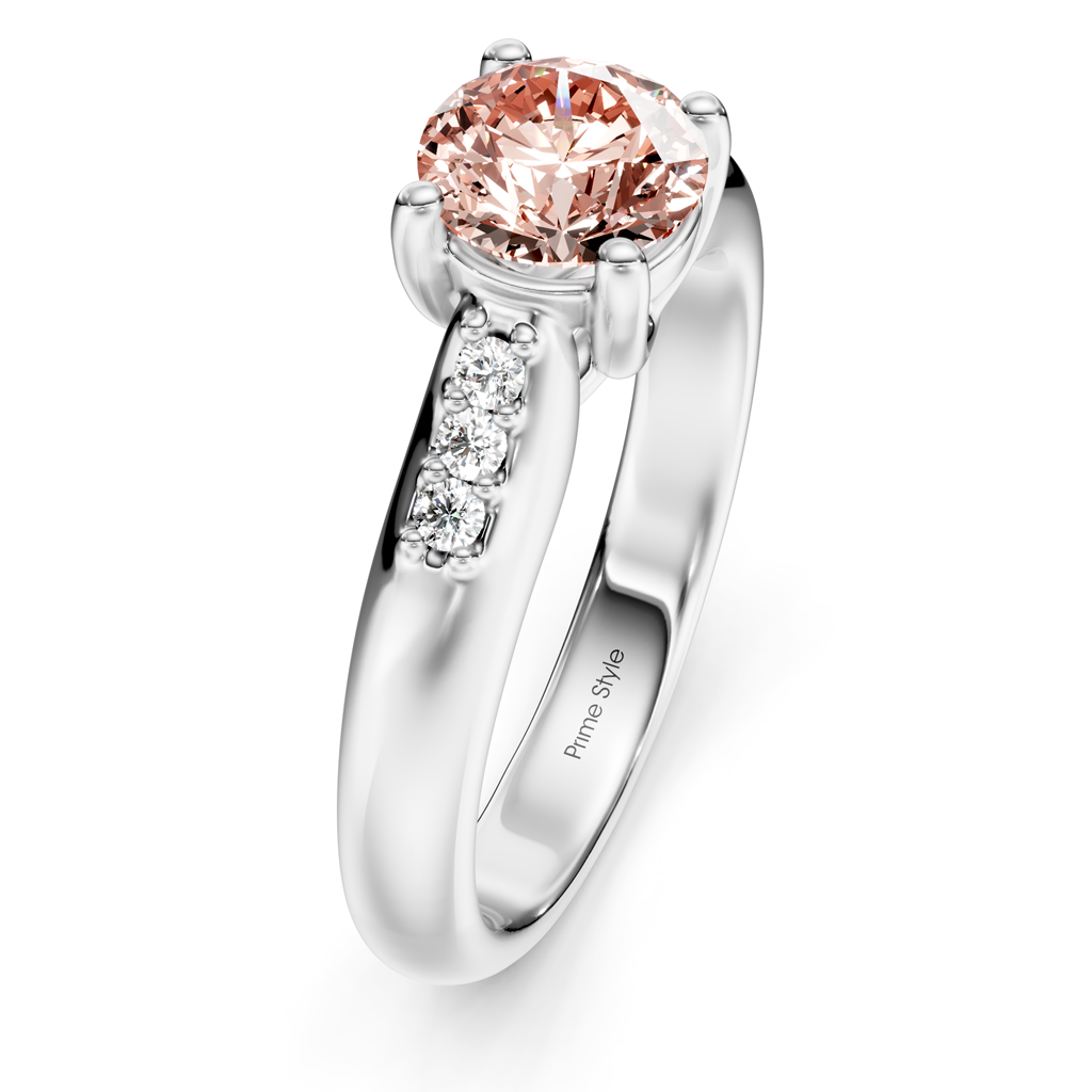1.10-4.10 CT Round Cut Fancy Pink Diamonds - Engagement Ring