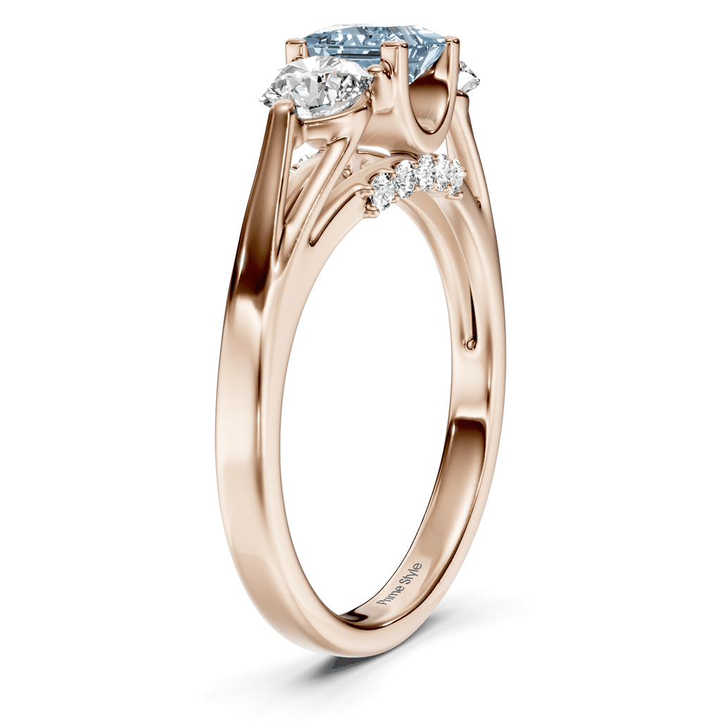 1.55-4.55 CT Princess & Round Cut Fancy Blue Diamonds - Engagement Ring