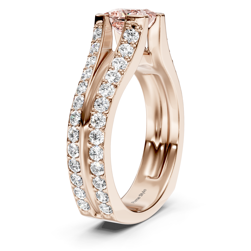 2.00-5.00 CT Princess & Round Cut Fancy Pink Diamonds - Engagement Ring