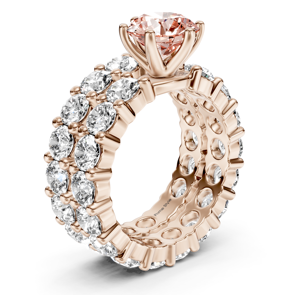 6.30-9.30 CT Round Cut Fancy Pink Diamonds - Bridal Set