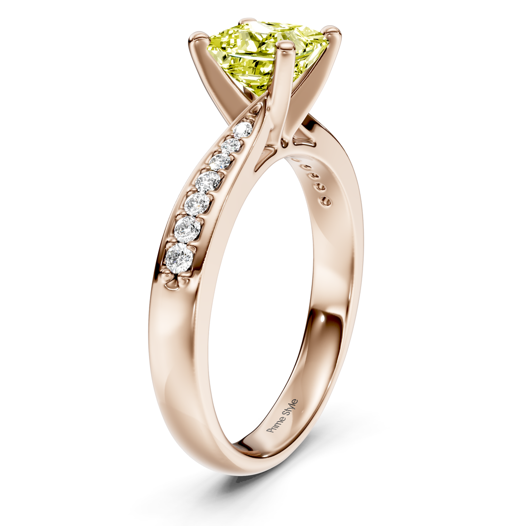 1.15-4.15 CT Princess & Round Cut Fancy Yellow Diamonds - Engagement Ring