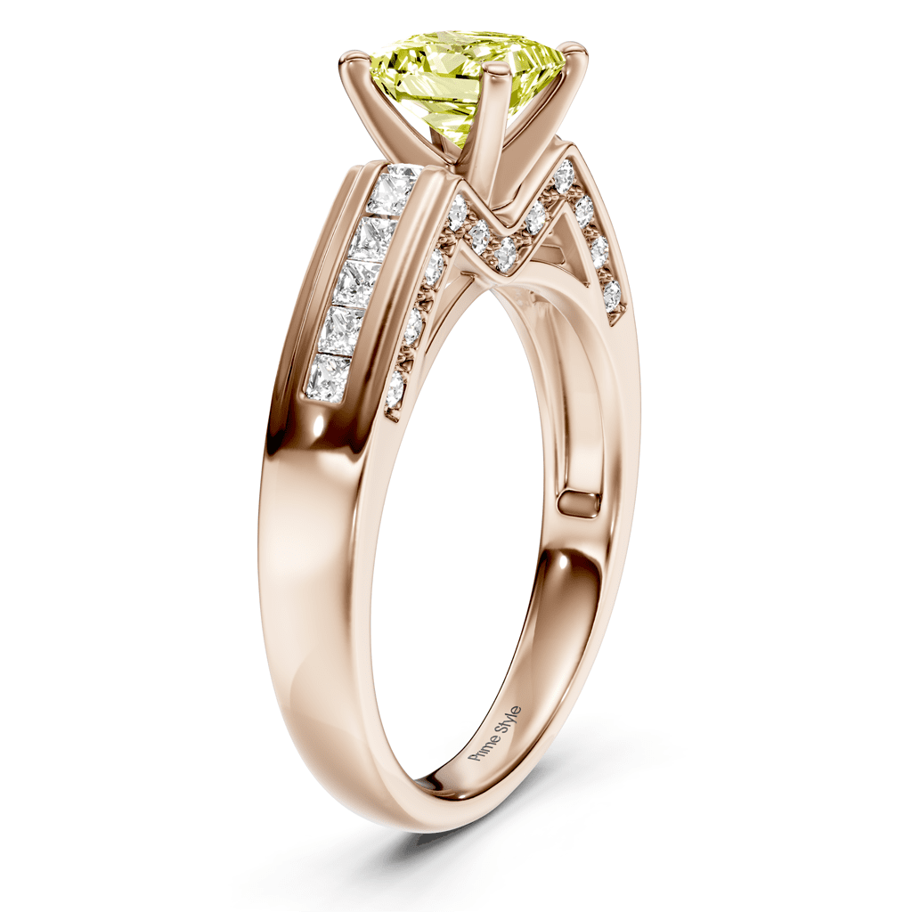 1.45 - 4.45 CT Princess & Round Cut Fancy Yellow Diamonds - Engagement Ring - Primestyle.com