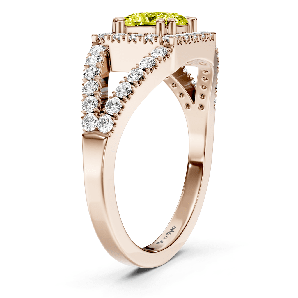 1.45 - 4.45 CT Princess & Round Cut Fancy Yellow Diamonds - Engagement Ring - Primestyle.com
