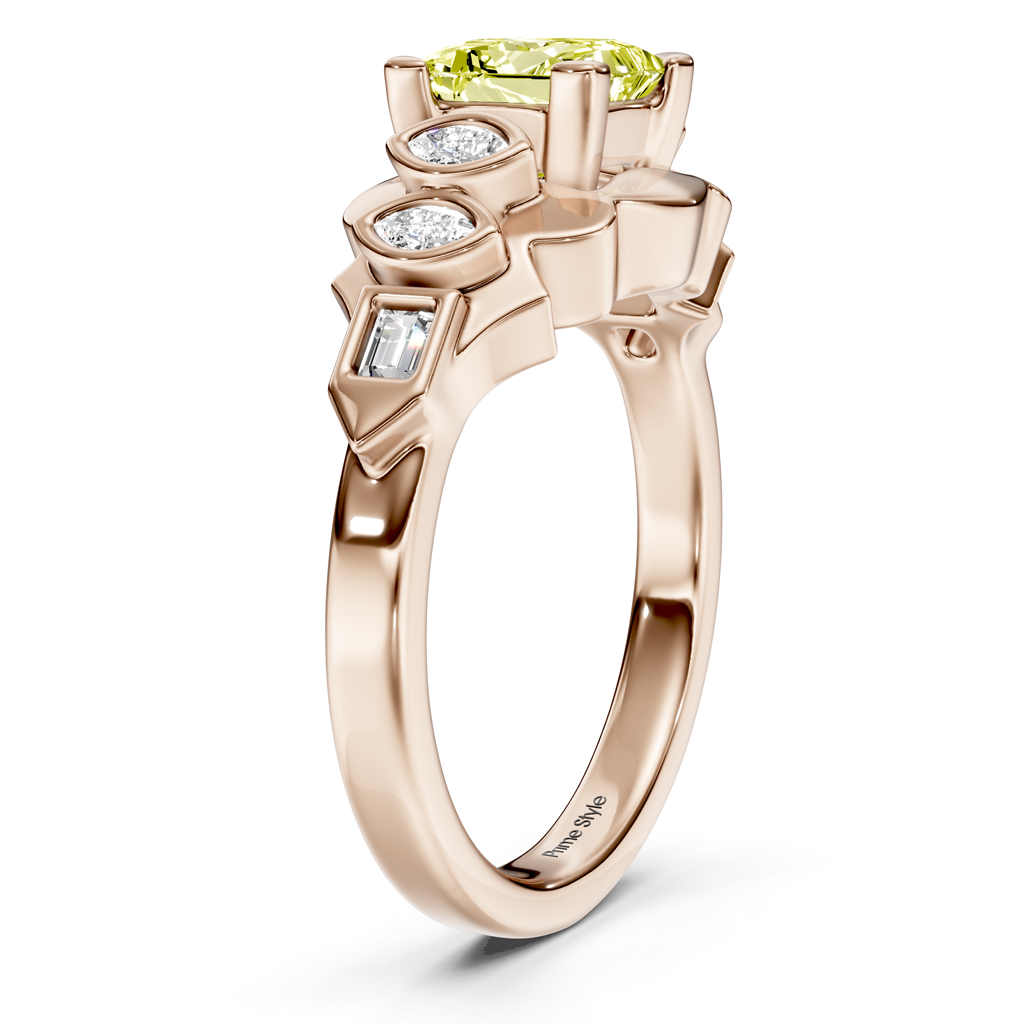 1.25-4.25 CT Baguette & Marquise & Princess Cut Fancy Yellow Diamonds - Engagement Ring