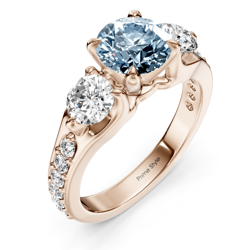 2.05 - 5.05 CT Round Cut Fancy Blue Diamonds - Engagement Ring - Primestyle.com