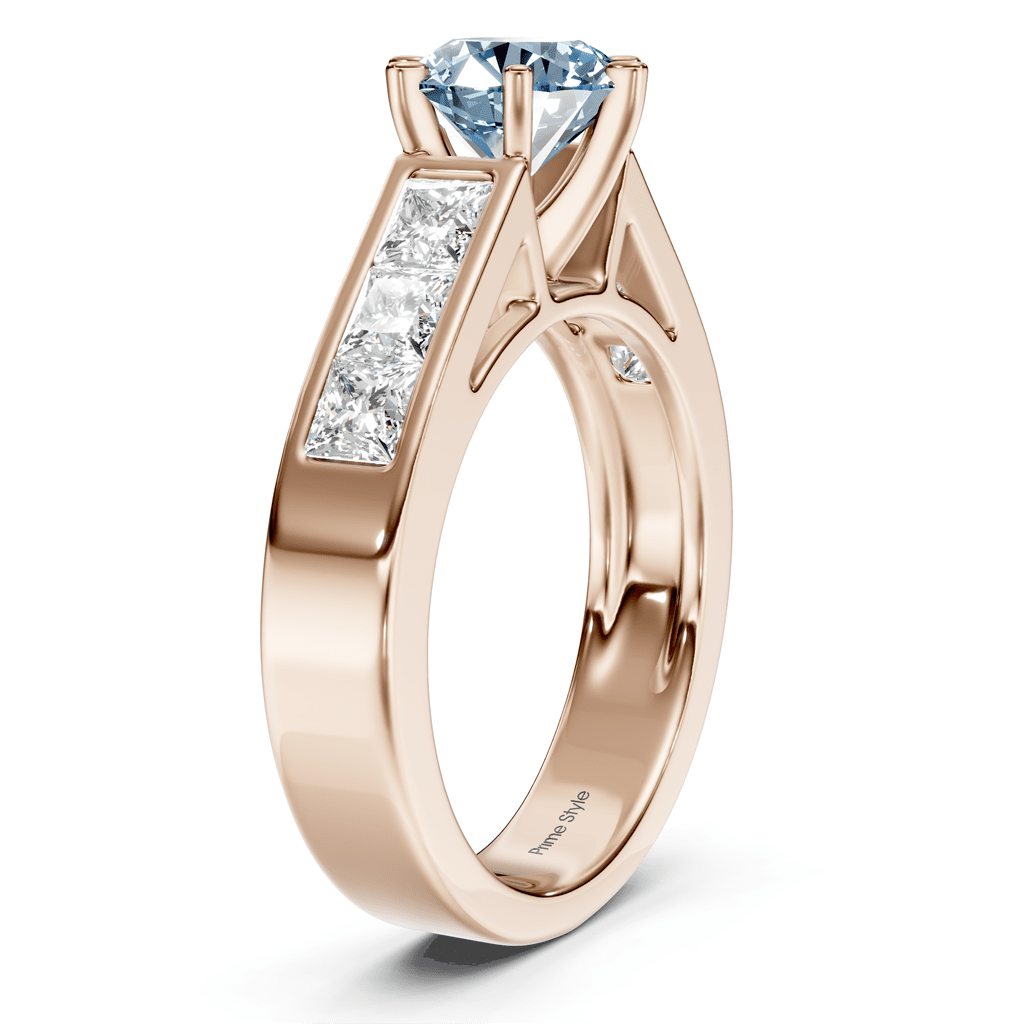 2.05 - 5.05 CT Princess & Round Cut Fancy Blue Diamonds - Engagement Ring - Primestyle.com