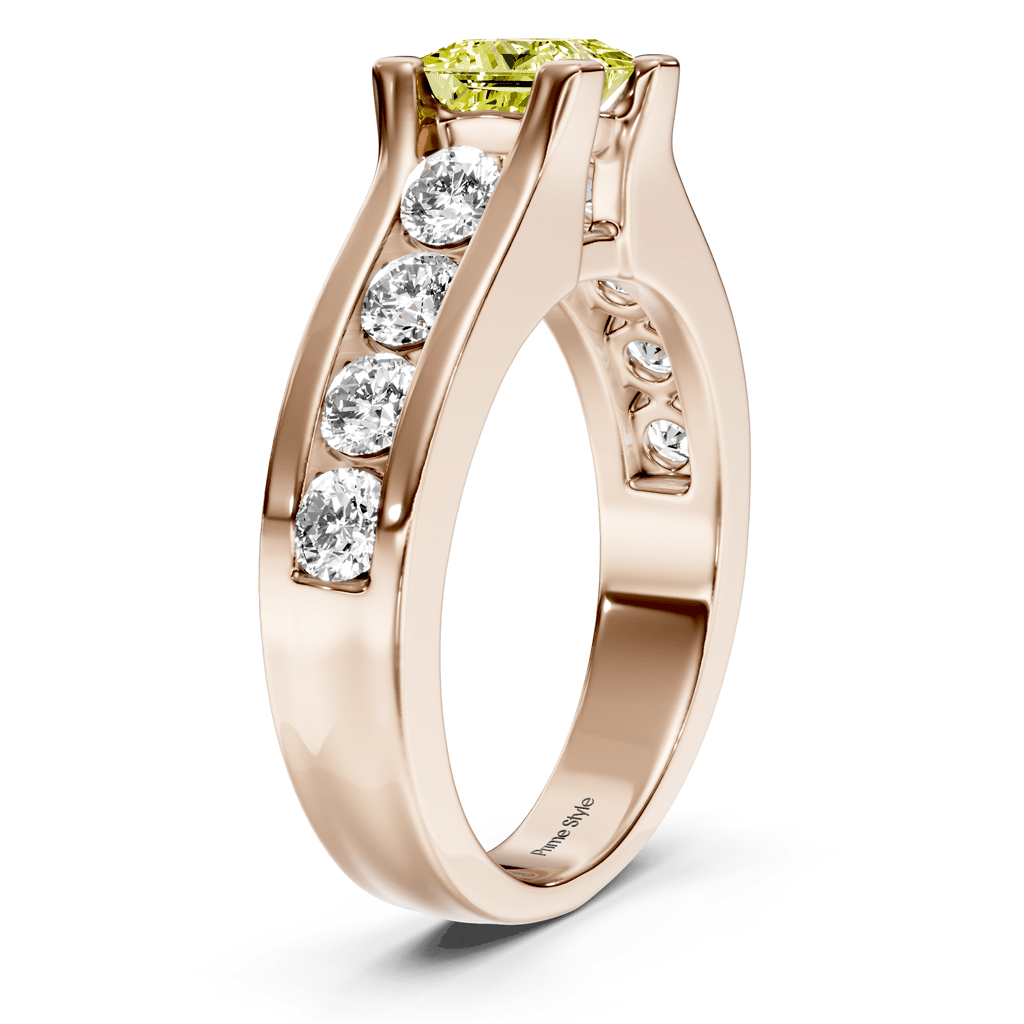 1.80 - 4.80 CT Princess & Round Cut Fancy Yellow Diamonds - Engagement Ring - Primestyle.com