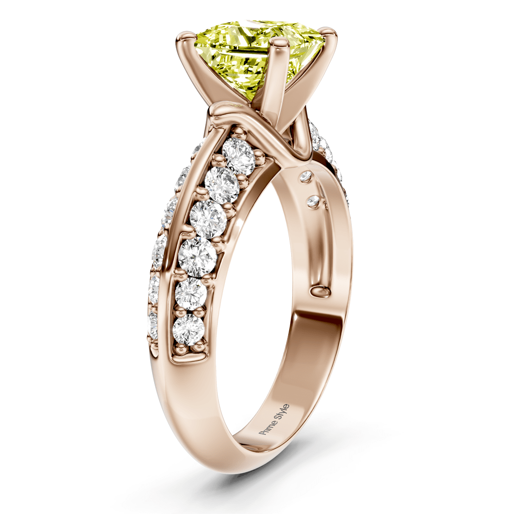 1.65 - 4.65 CT Princess & Round Cut Fancy Yellow Diamonds - Engagement Ring - Primestyle.com