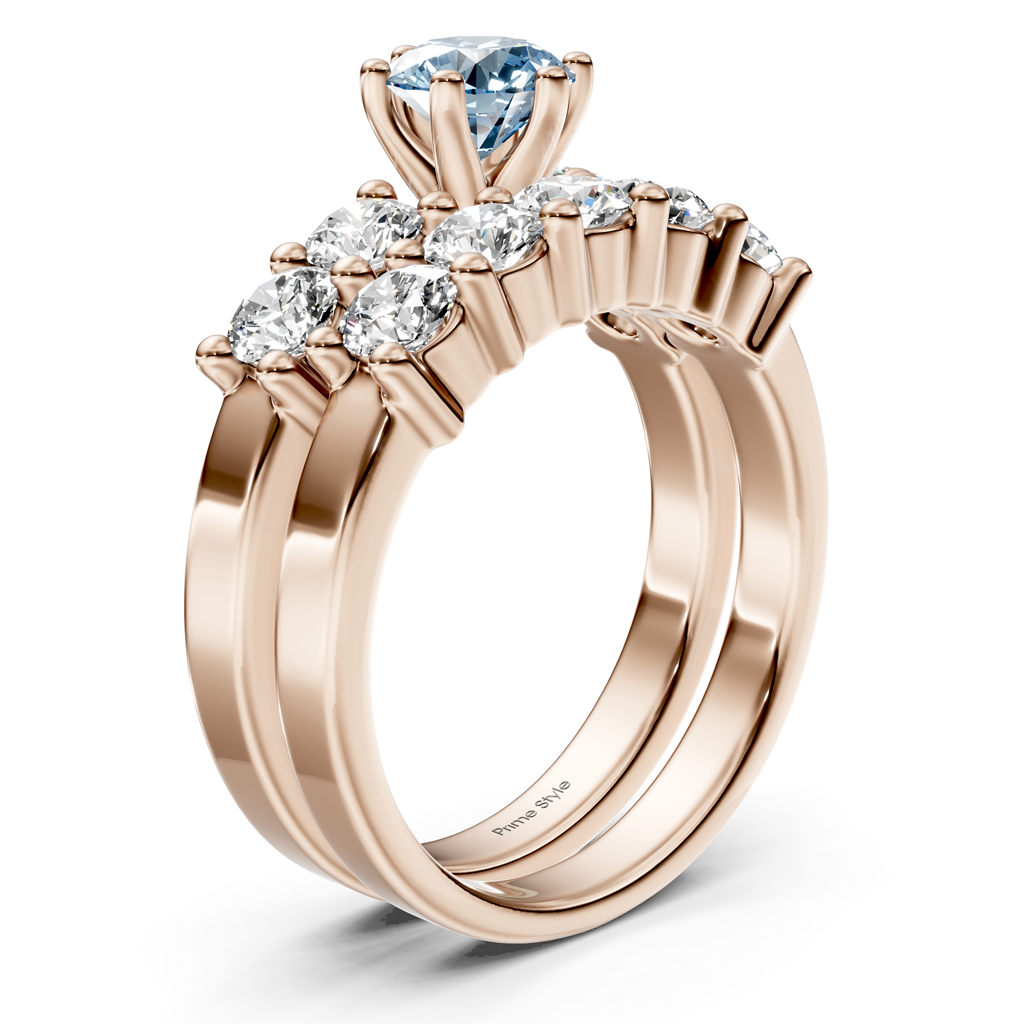 2.40-5.40 CT Round Cut Fancy Blue Diamonds - Bridal Set