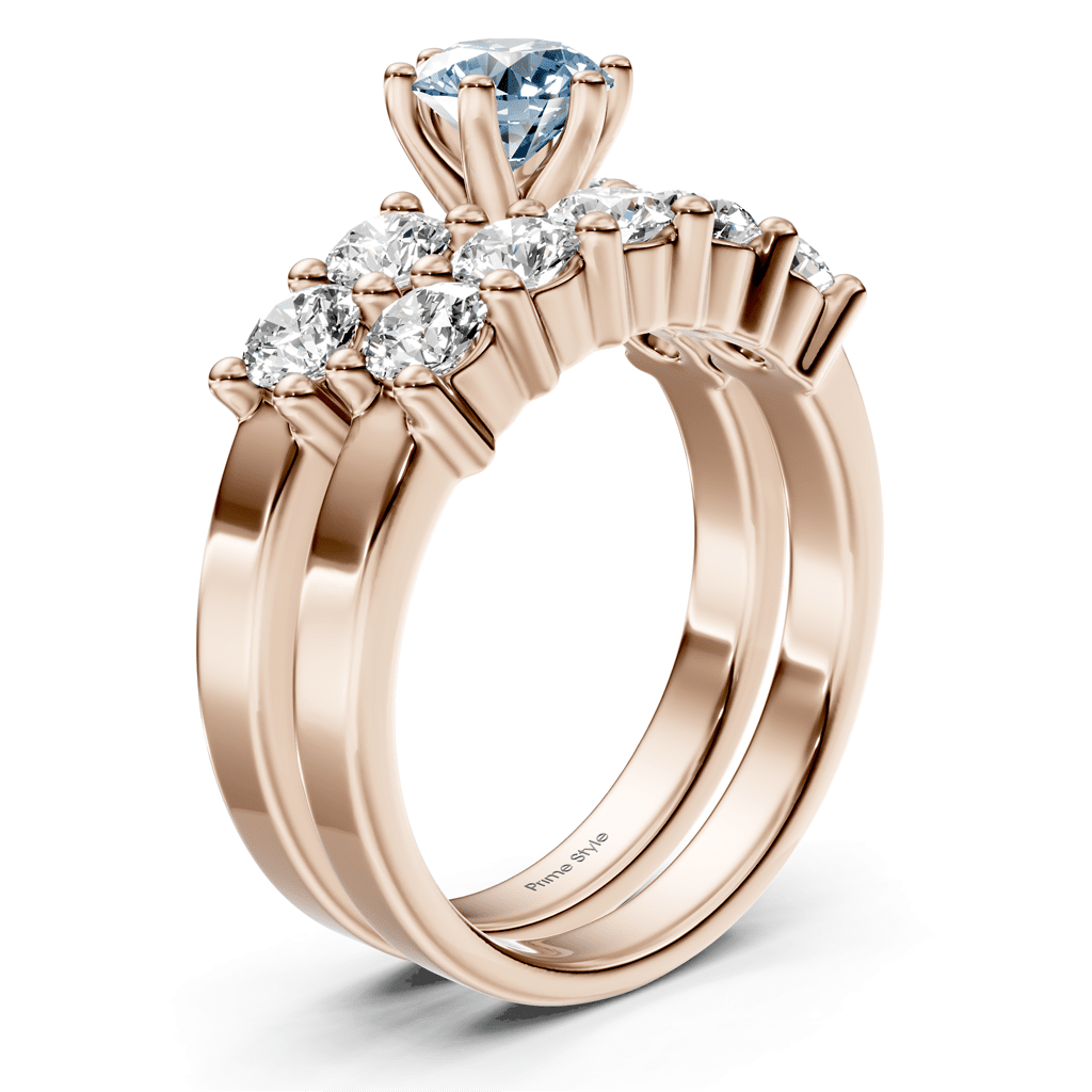 2.40 - 5.40 CT Round Cut Fancy Blue Diamonds - Bridal Set - Primestyle.com