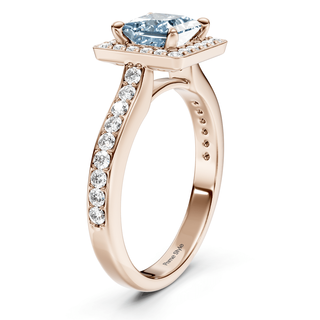 1.40 - 4.40 CT Princess & Round Cut Fancy Blue Diamonds - Engagement Ring - Primestyle.com