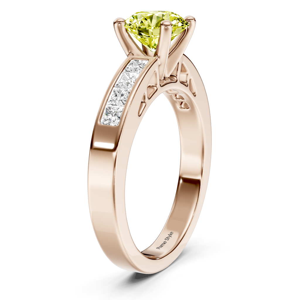 1.50-4.50 CT Princess & Round Cut Fancy Yellow Diamonds - Engagement Ring