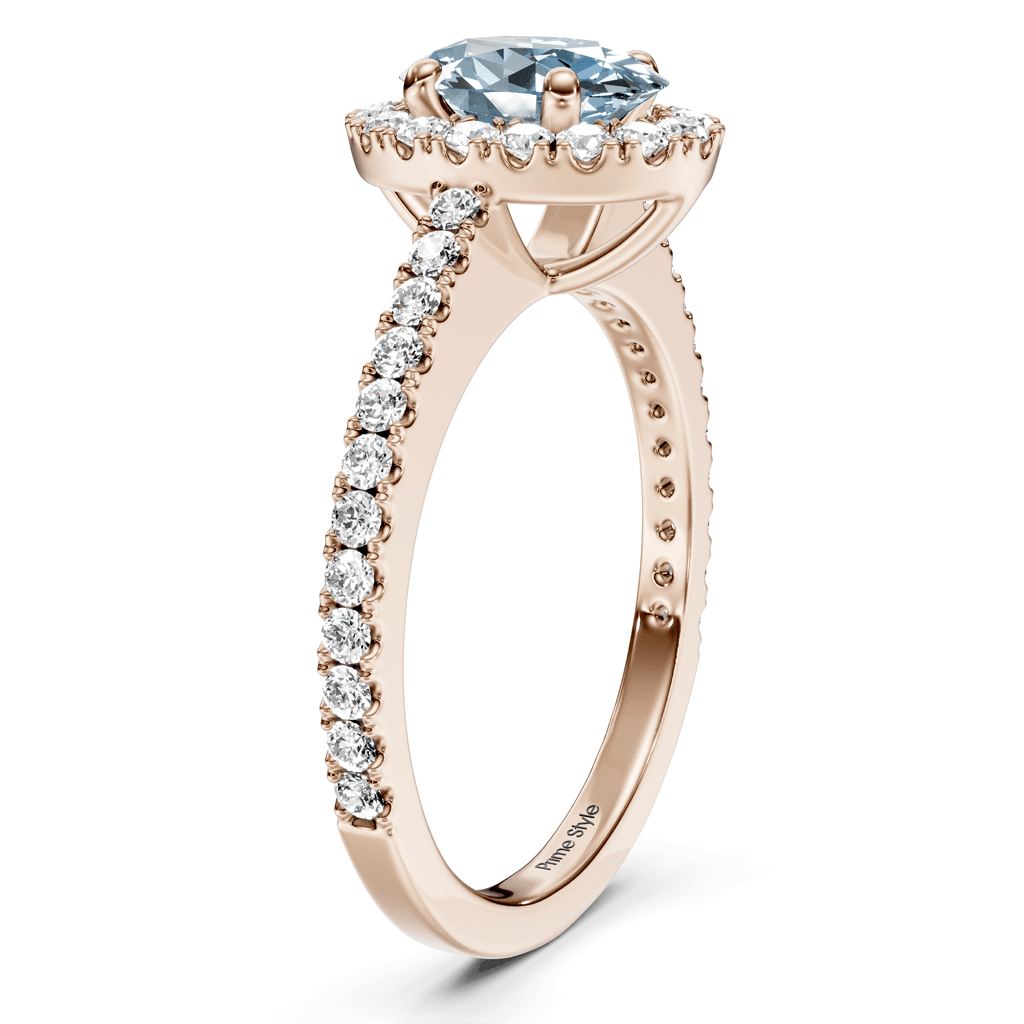 1.37-4.37 CT Oval & Round Cut Fancy Blue Diamonds - Engagement Ring