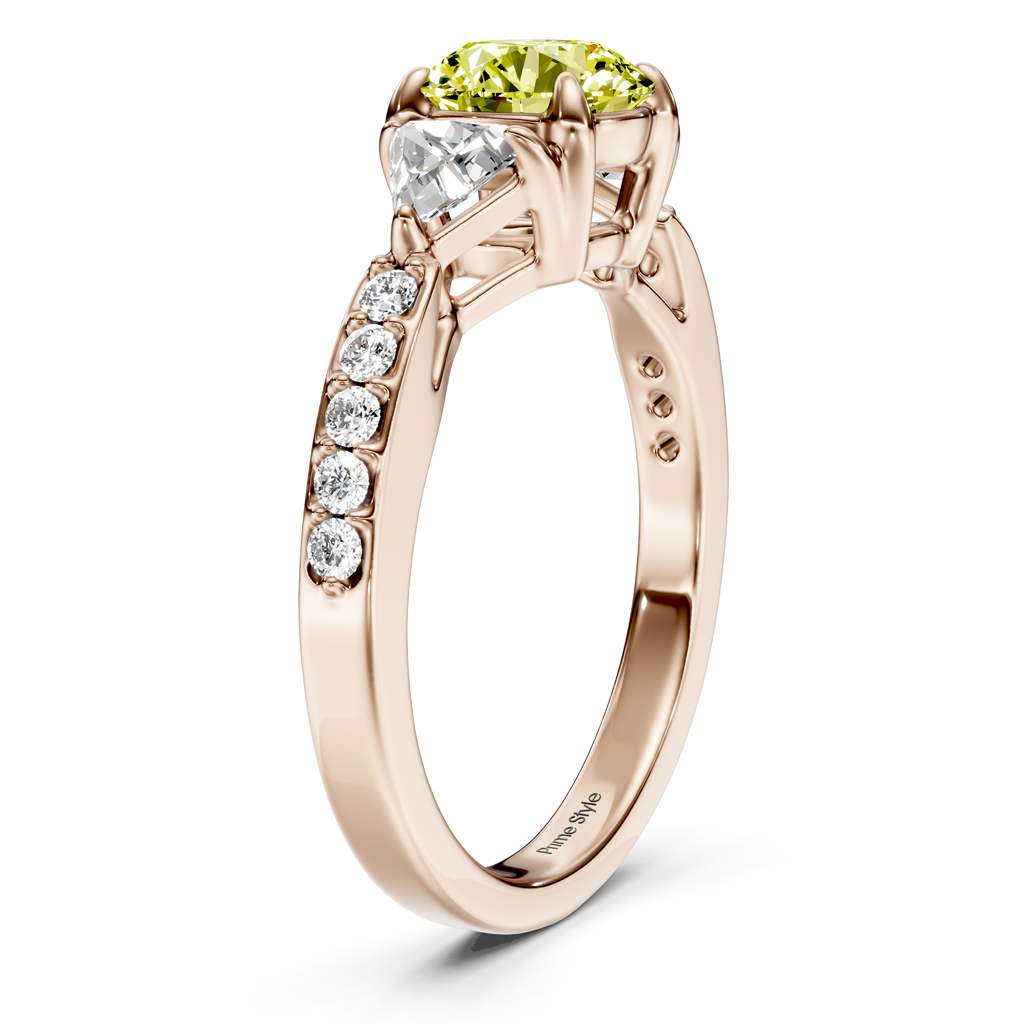 1.60-4.60 CT Round & Triangle Cut Fancy Yellow Diamonds - Engagement Ring