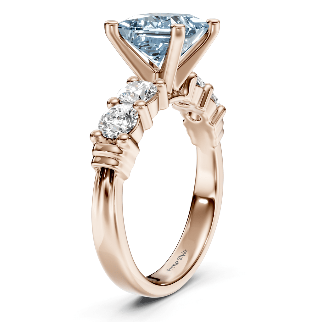 1.60 - 4.60 CT Round Cut Fancy Blue Diamonds - Engagement Ring - Primestyle.com