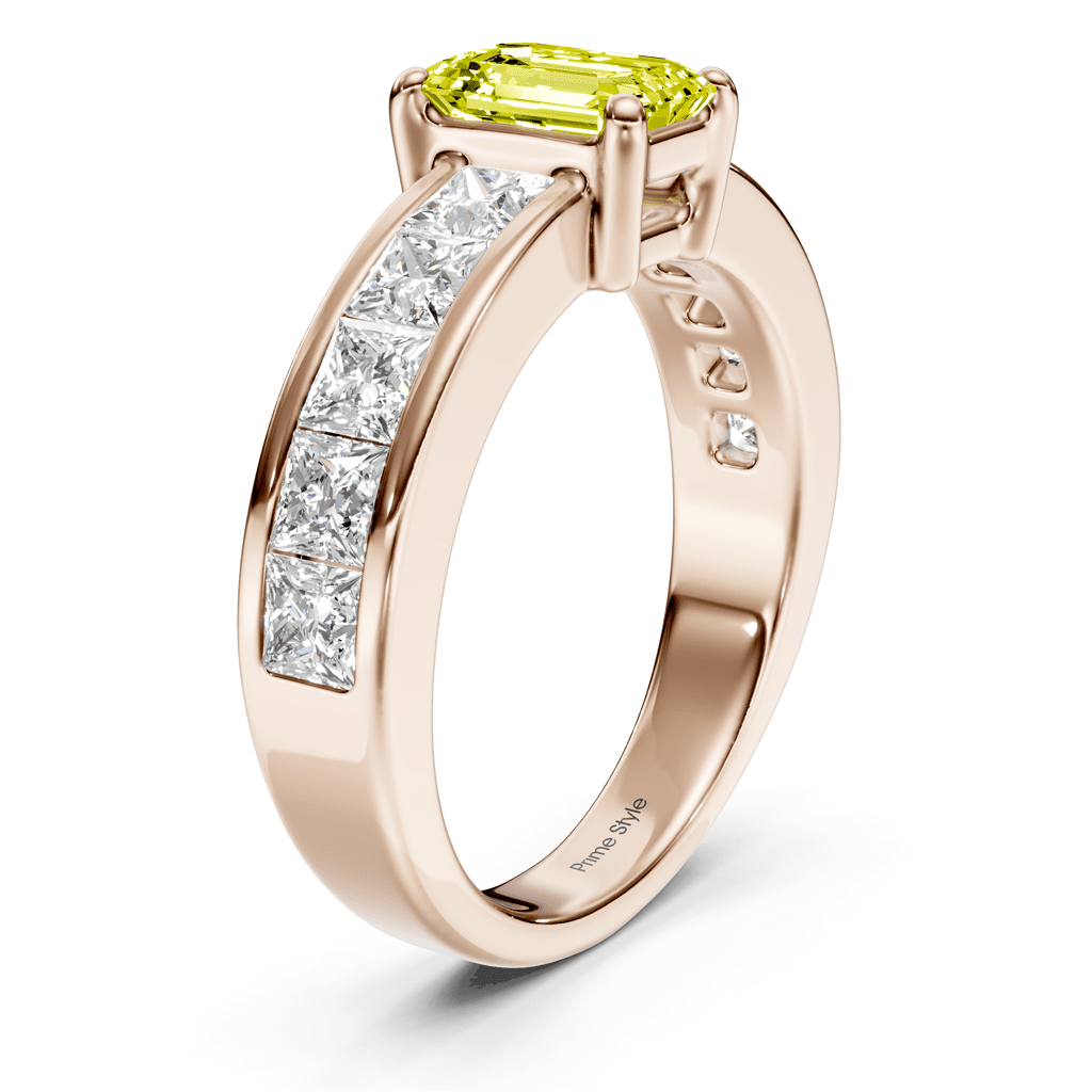 2.50 - 5.50 CT Emerald & Princess Cut Fancy Yellow Diamonds - Engagement Ring - Primestyle.com