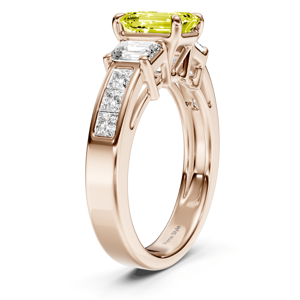 2.20 - 5.20 CT Emerald & Princess Cut Fancy Yellow Diamonds - Engagement Ring - Primestyle.com