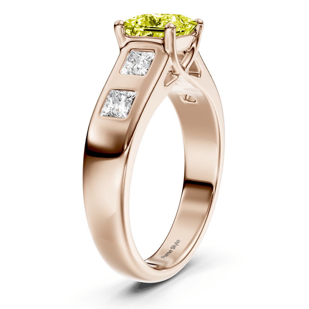 1.50-4.50 CT Princess Cut Fancy Yellow Diamonds - Engagement Ring