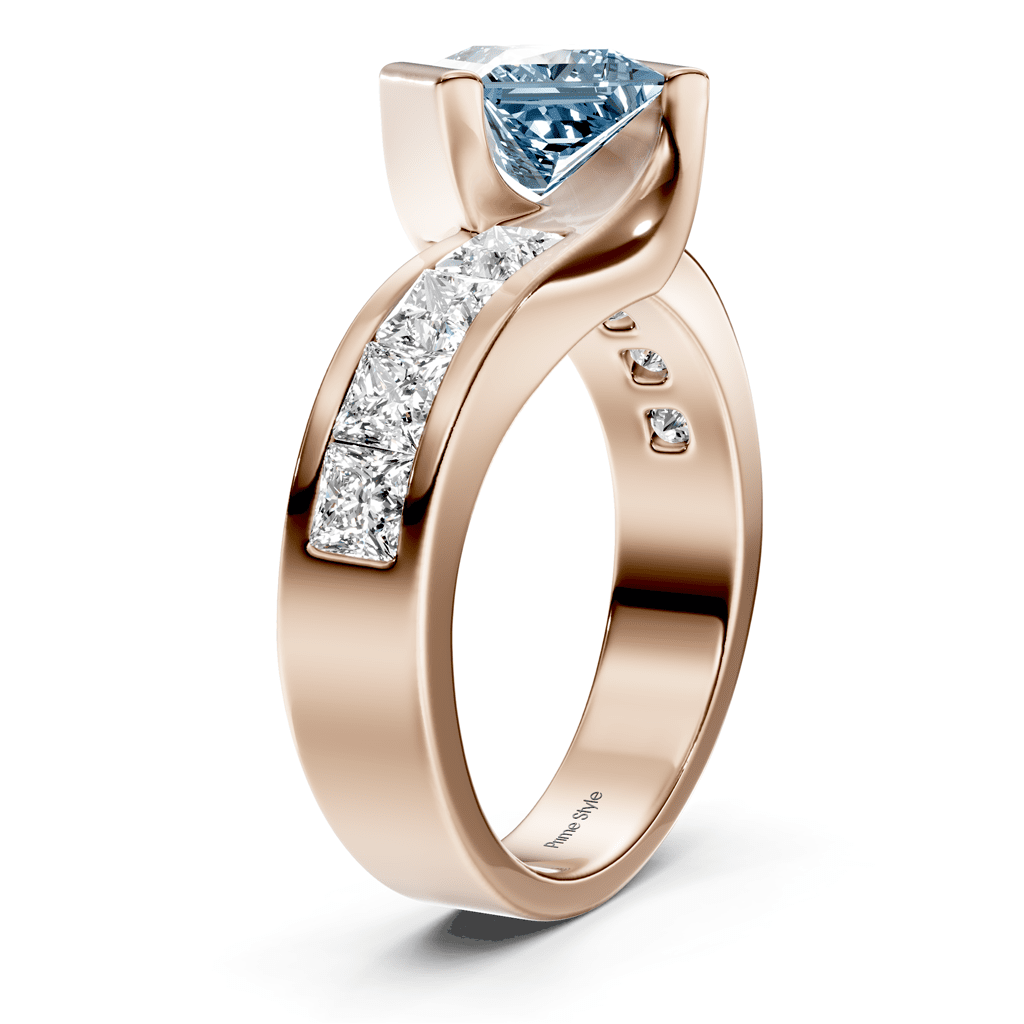 2.60-5.60 CT Princess Cut Fancy Blue Diamonds - Engagement Ring