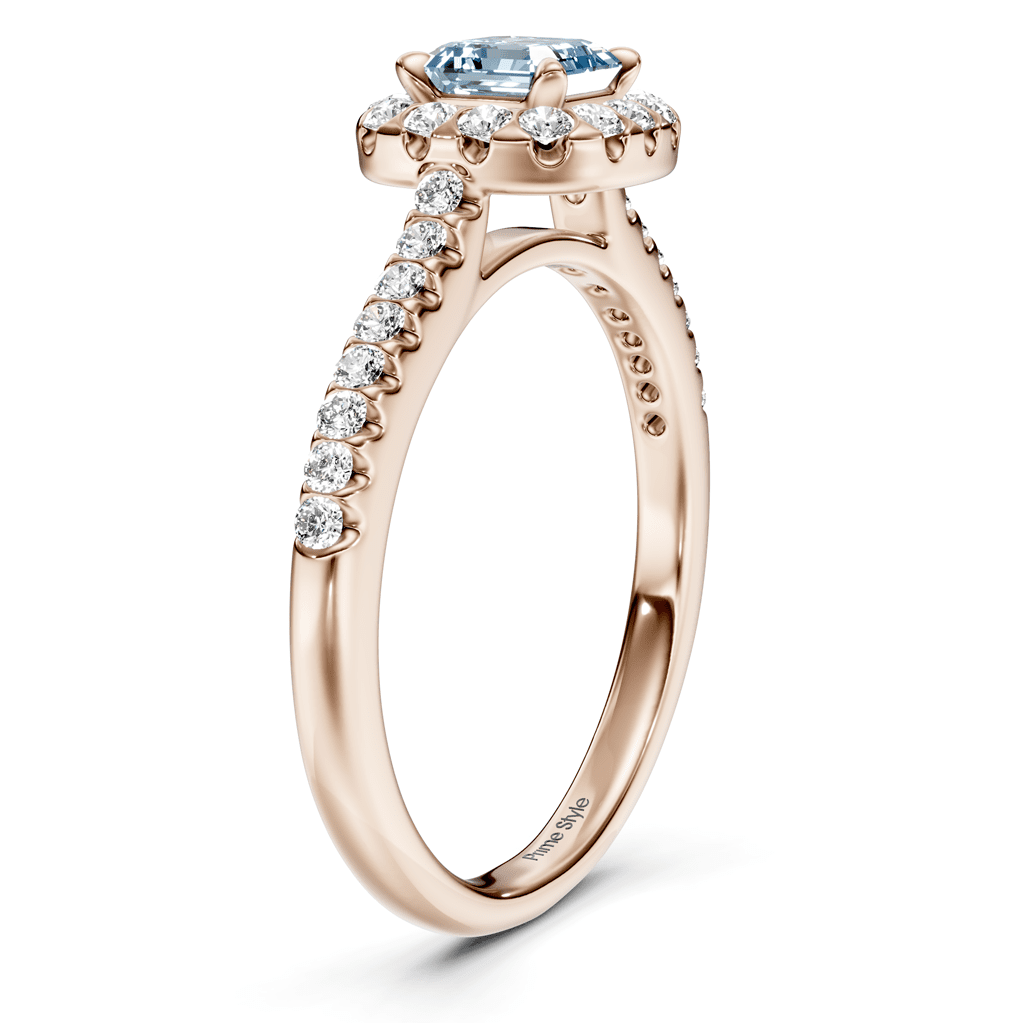 1.35-4.35 CT Ascher & Round Cut Fancy Blue Diamonds - Engagement Ring