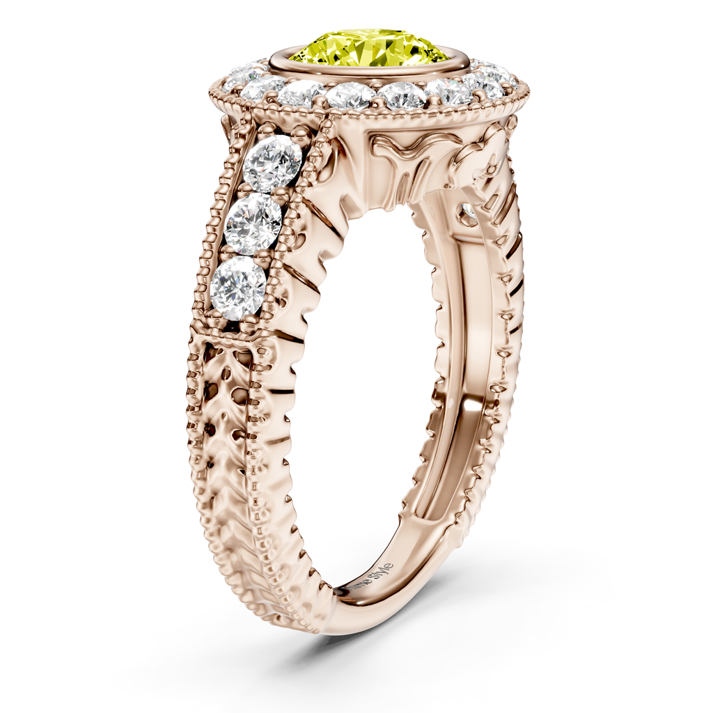 1.50-4.50 CT Round Cut Fancy Yellow Diamonds - Engagement Ring