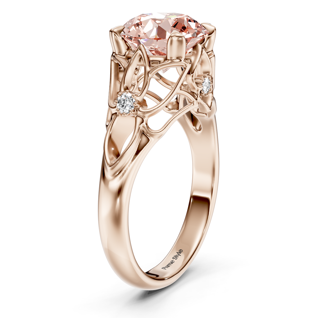 1.07-4.07 CT Round Cut Fancy Pink Diamonds - Engagement Ring