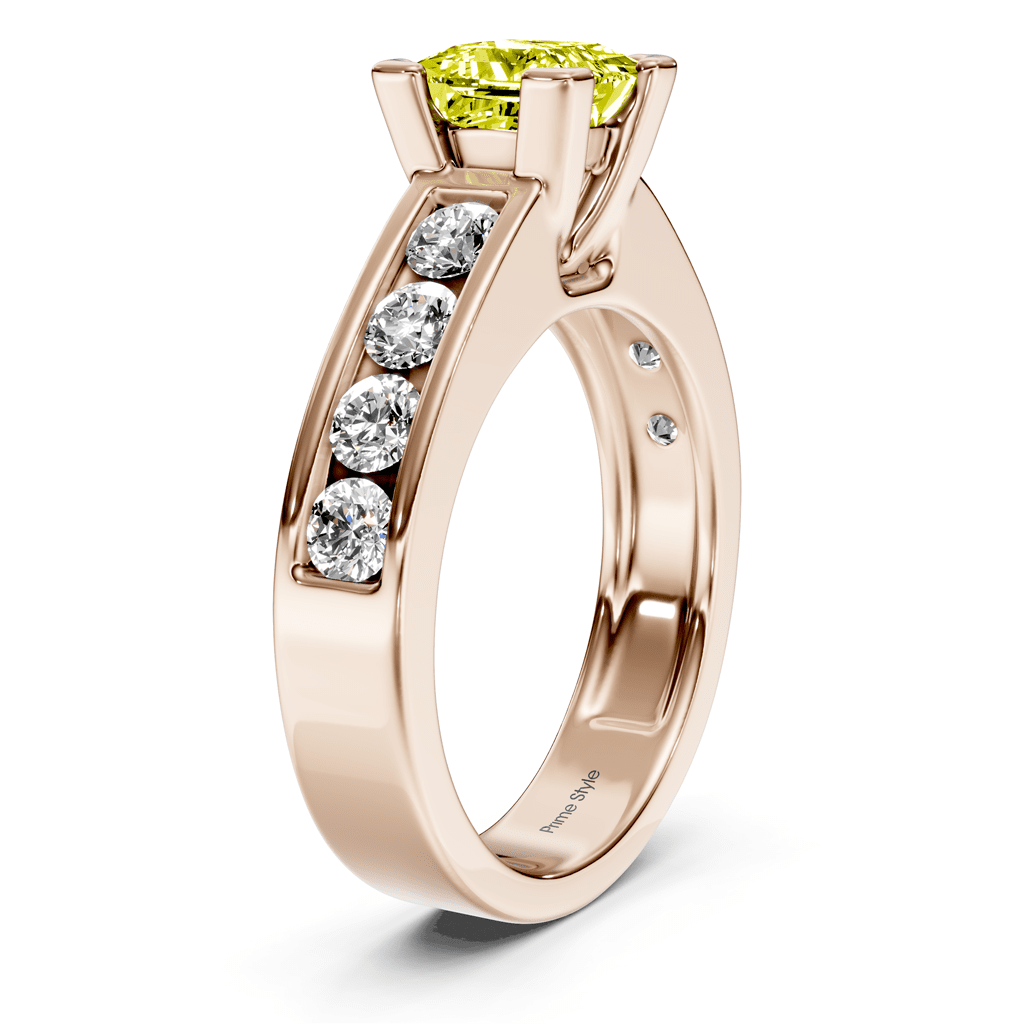 1.80 - 4.80 CT Princess & Round Cut Fancy Yellow Diamonds - Engagement Ring - Primestyle.com