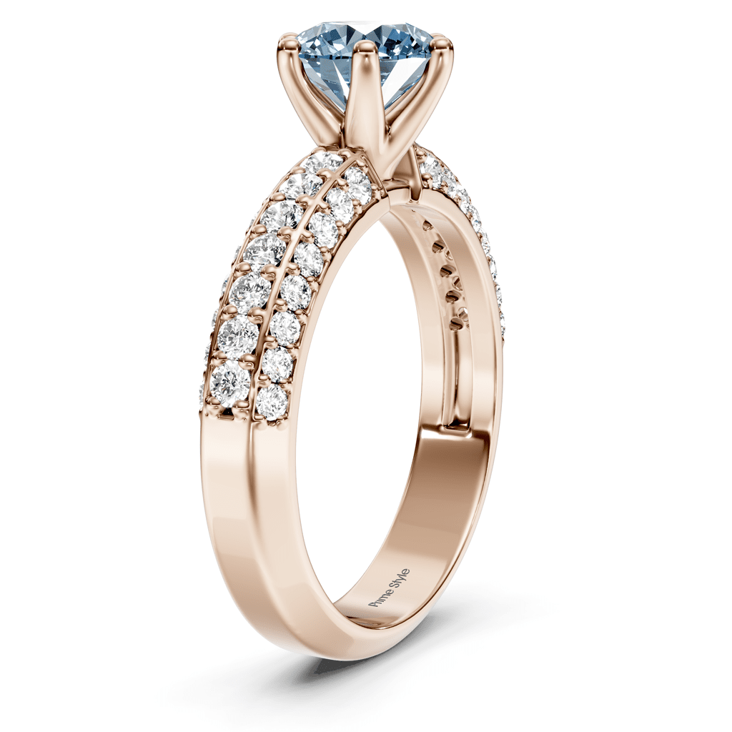 1.60 - 4.60 CT Round Cut Fancy Blue Diamonds - Engagement Ring - Primestyle.com