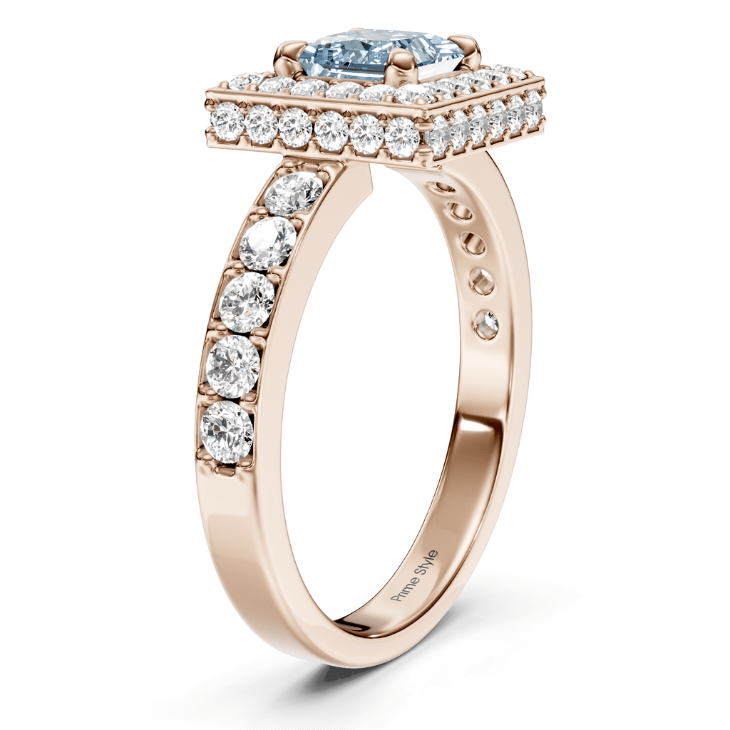 2.00-5.00 CT Princess & Round Cut Fancy Blue Diamonds - Engagement Ring