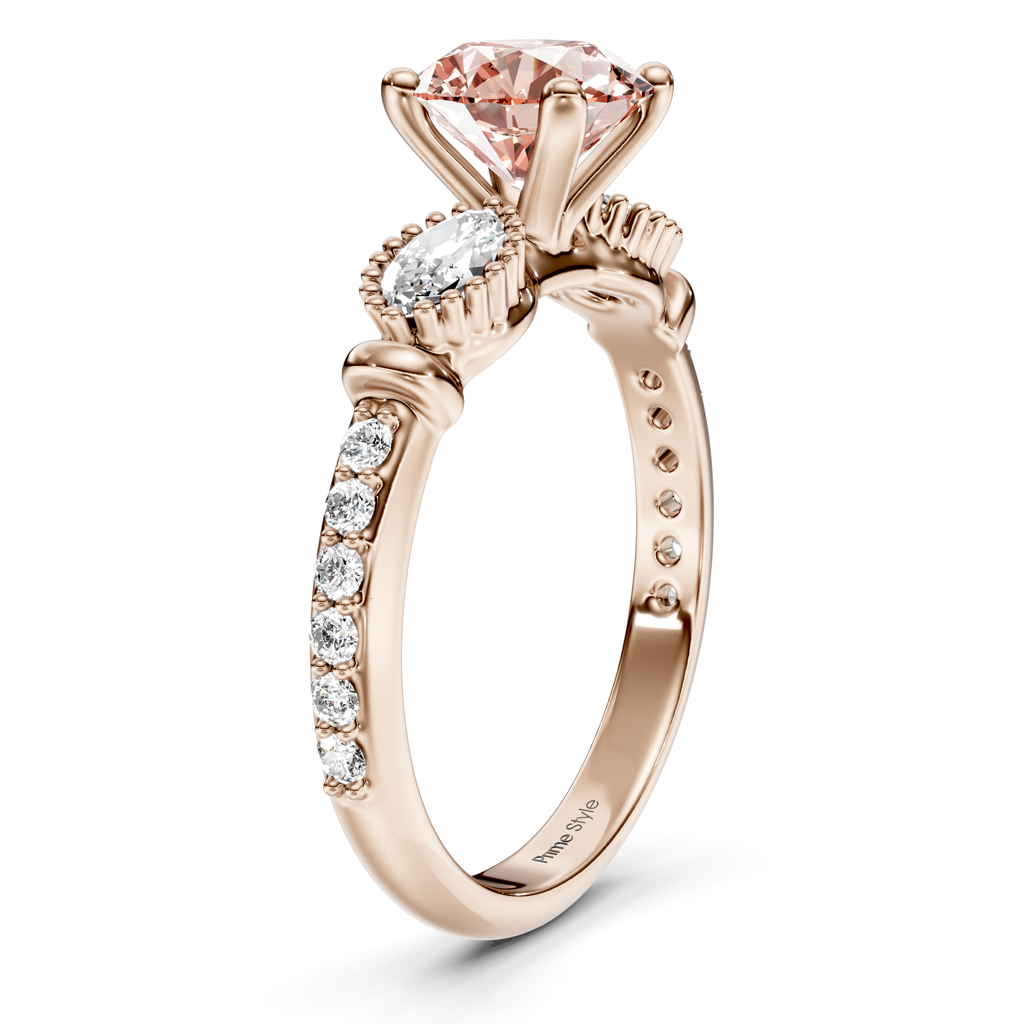 1.45-4.45 CT Marquise & Round Cut Fancy Pink Diamonds - Engagement Ring