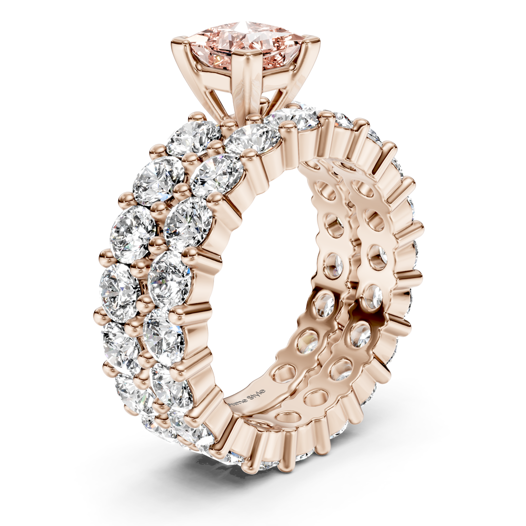 6.30-9.30 CT Princess & Round Cut Fancy Pink Diamonds - Bridal Set