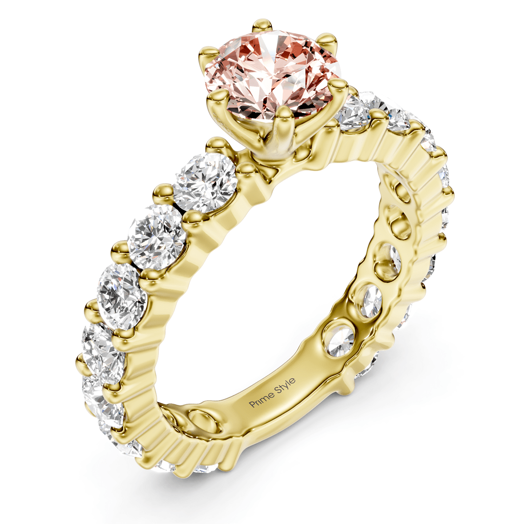 3.40 - 6.40 CT Emerald & Round Cut Fancy Pink Diamonds - Engagement Ring - Primestyle.com