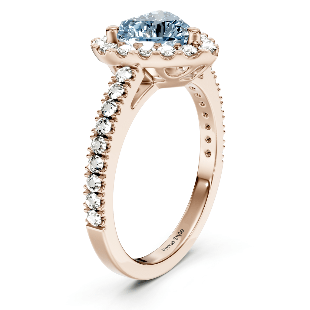 1.45 - 4.45 CT Heart & Round Cut Fancy Blue Diamonds - Engagement Ring - Primestyle.com