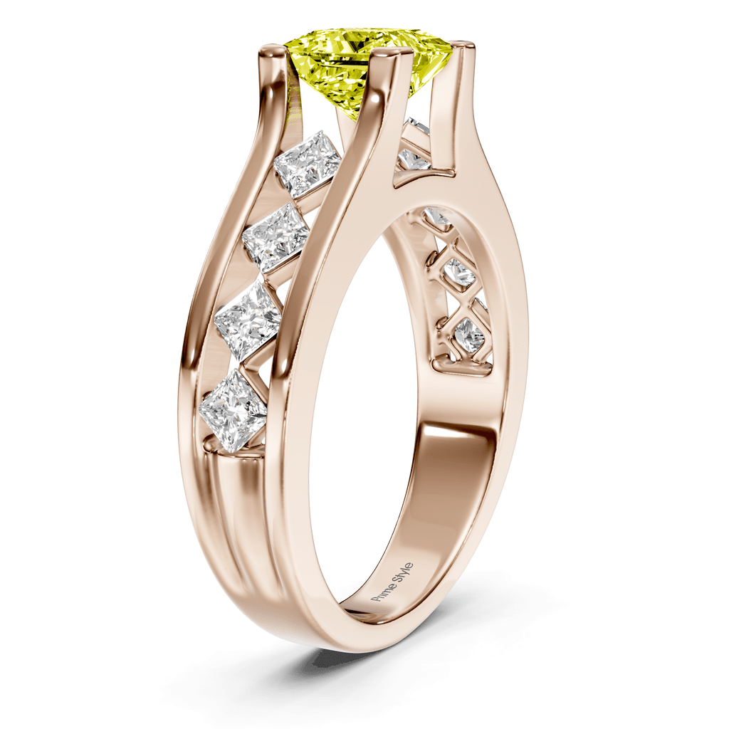 1.80-4.80 CT Princess Cut Fancy Yellow Diamonds - Engagement Ring